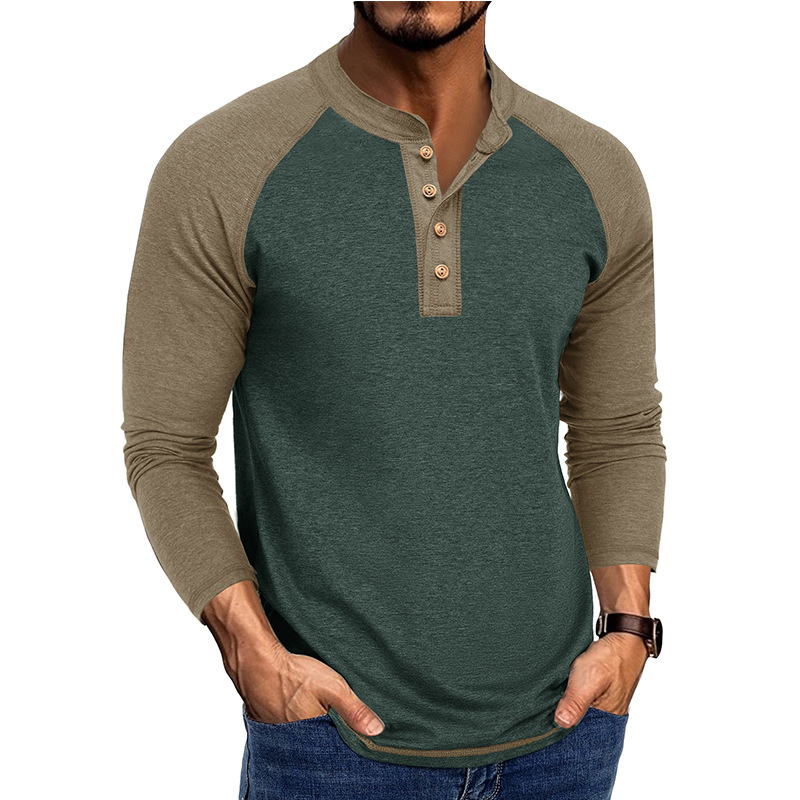Base Layer Top - Camisa Henley Masculina Nova de Manga