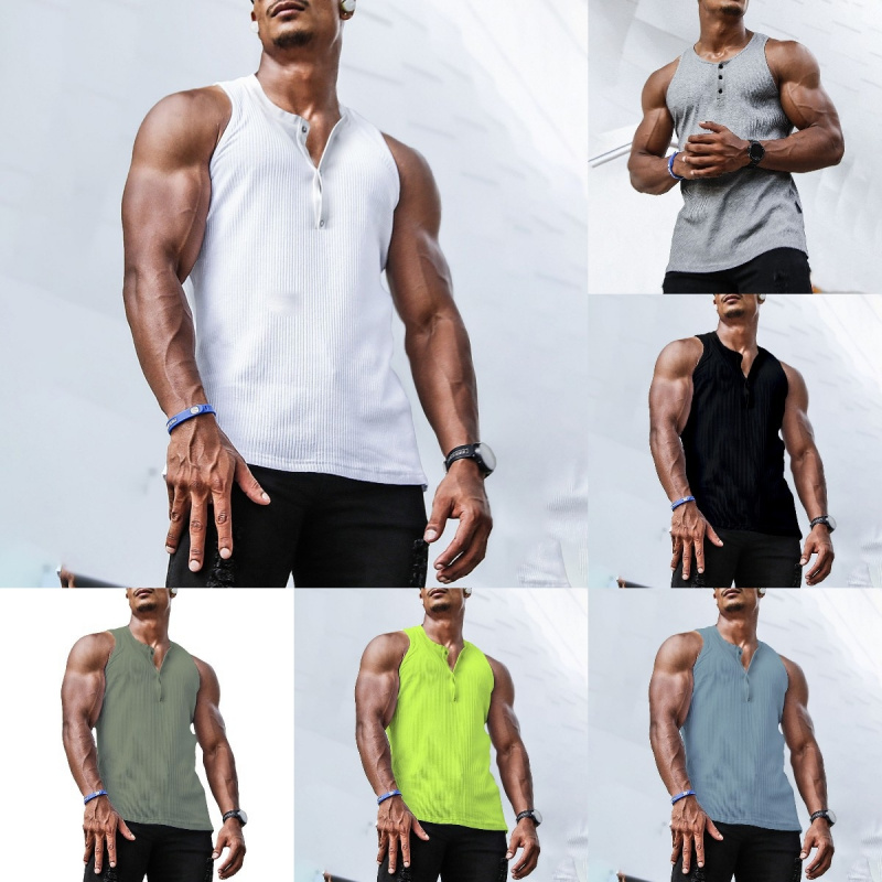 Undershirt Crew Neck - Camiseta masculina canelada sem mangas, gola