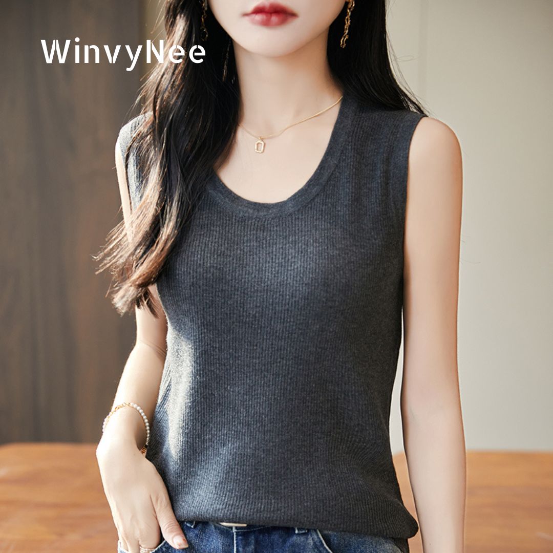 Tank Top Ribbed - WinvyNee Blusa Feminina Clássica de Lã