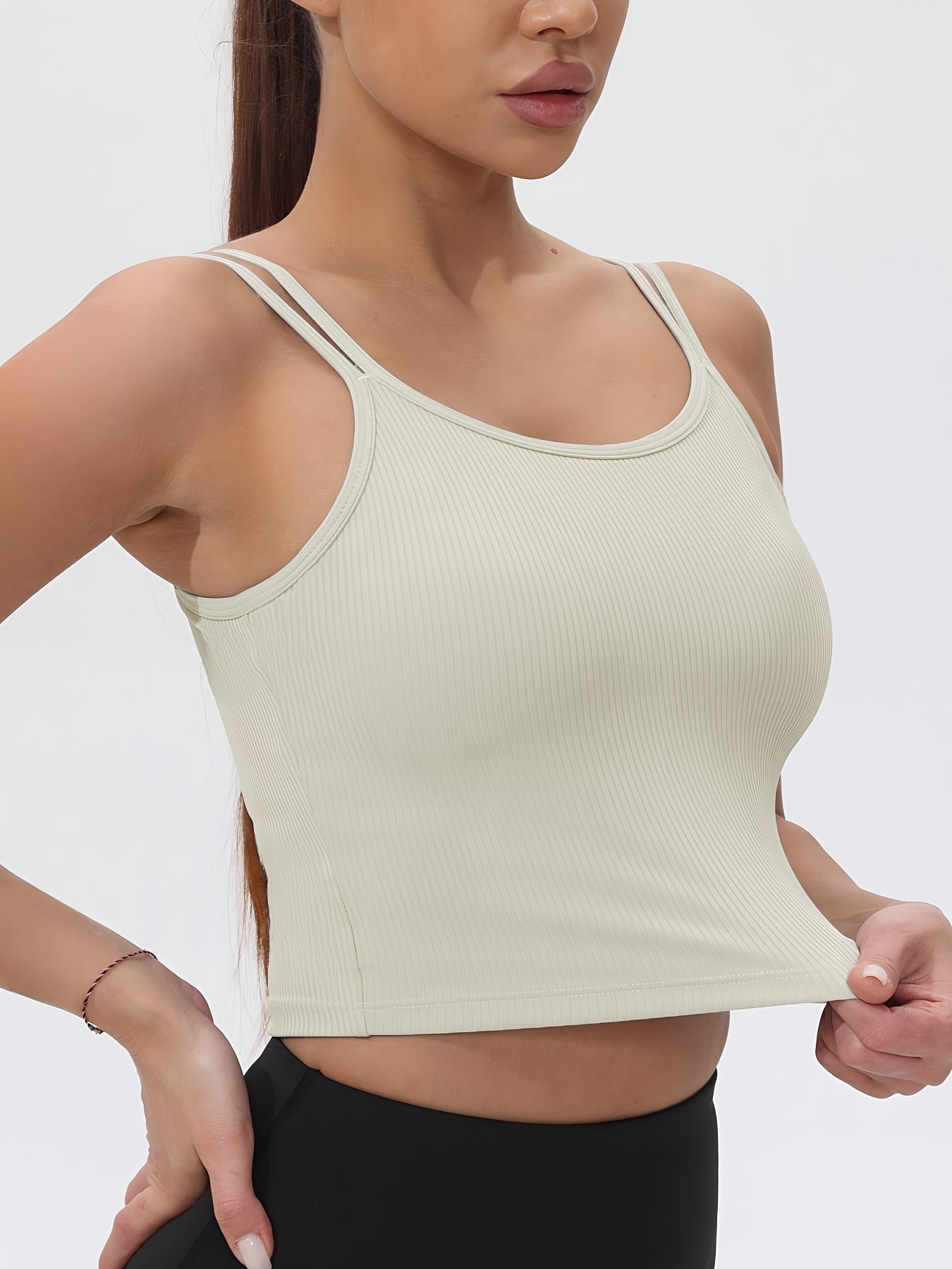 Tank Top Ribbed - Regata esportiva feminina cropped sem mangas
