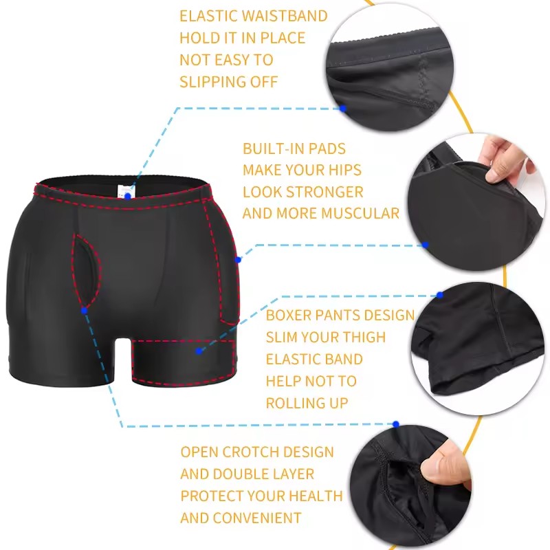 Homens acolchoados hip realçad - Boxer Brief Pack Cotton avaliação e preço